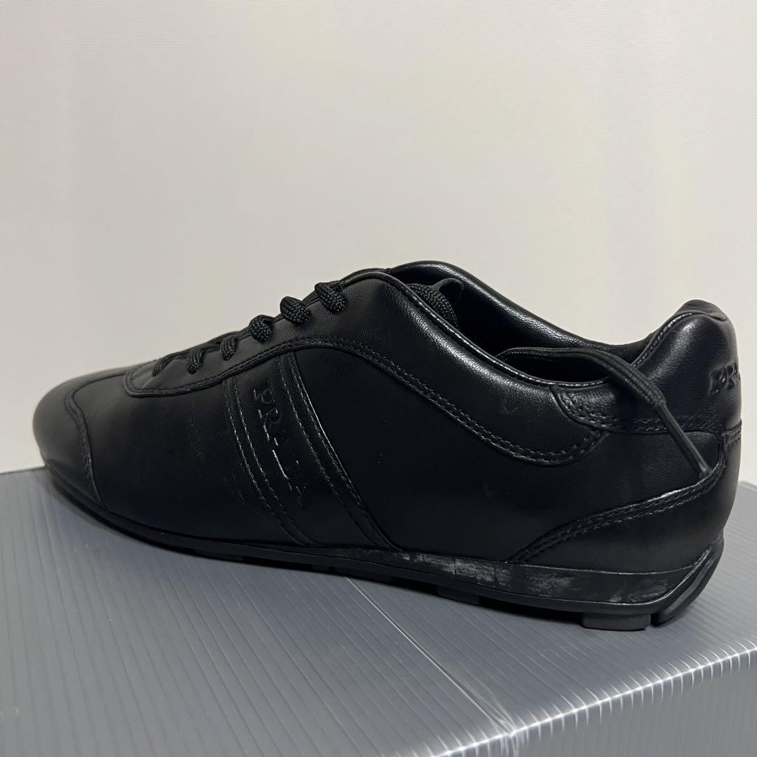 Prada Leather Sneakers Black Logo Embossed | eBay