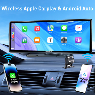 Carplay Android Auto AHD Rückfahrkamera Funk Kabellos Mit 10.3'' Tragbar Monitor