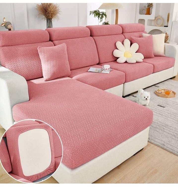 Sofa Cover Individual Cushions Pink Weaves Universal Elastic Easy