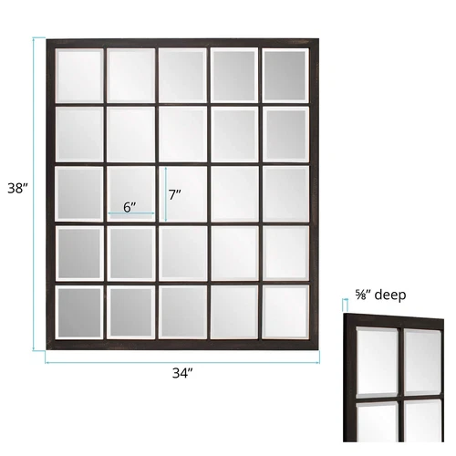 Howard Elliott Superior Hanging Rectangular Window Design Wall Mirror, Accent, - Picture 8 of 8