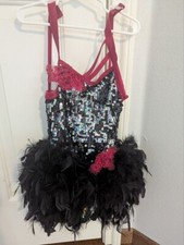 Latin Dance dress with feathers 6x-7 years 
