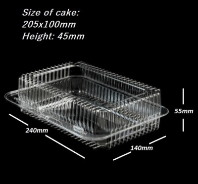 Einweg 50 100 Kunststoff Durchsichtige Boxen Lebensmittelaufbewahrung für Kuchen, Salate Catering K40