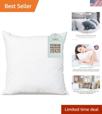 Premium Polyester Pillow Insert 20x20 Pillow Form Machine Washable,  Soft