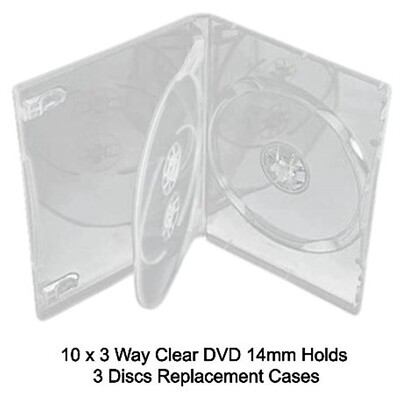 10 x 3 Wege Dreifach Klar DVD 14 mm hält 3 Discs Ersatz Hochwertige Hülle Neu