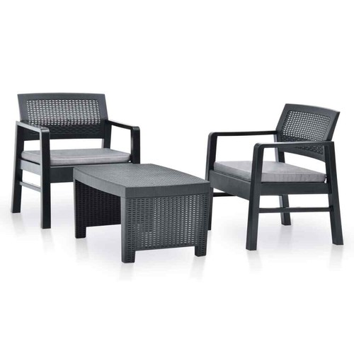 1932199 Set Salotto da Giardino 3 pz in Plastica Antracite