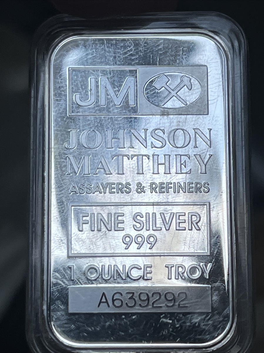 1 oz JM Silver Bar Johnson Matthey A Serial # Variatation In