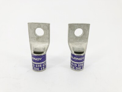 Lot of 2 New Burndy YA28-L4 Compression Lugs 4/0 AWG N200 Purple Die 15