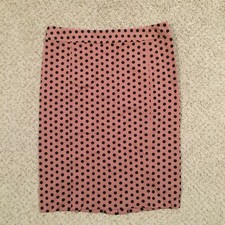 Loft Skirt Size 6 Pink Black Polka Dot Pencil...