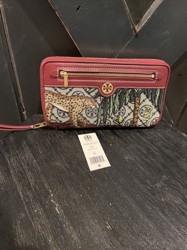 Portafoglio Continentale Tory Burch T Monogram Jacquard Ricamato Multicolore Nuovo con etichette - Foto 6 di 6