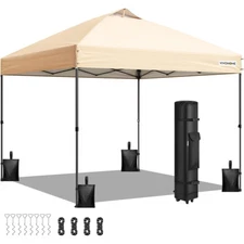 8x8ft Commercial Pop UP Canopy Party Tent Gazebo One Push Setup Wheel CarryBag