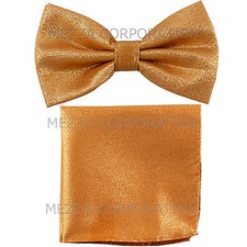 New men's pre-tied bowtie solid 100 polyester glitter formal wedding prom gold