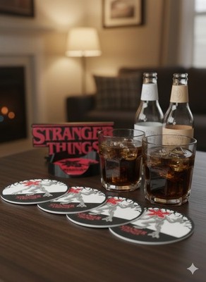    Stranger Things Untersetzer-Set Handmade  4 Teilig