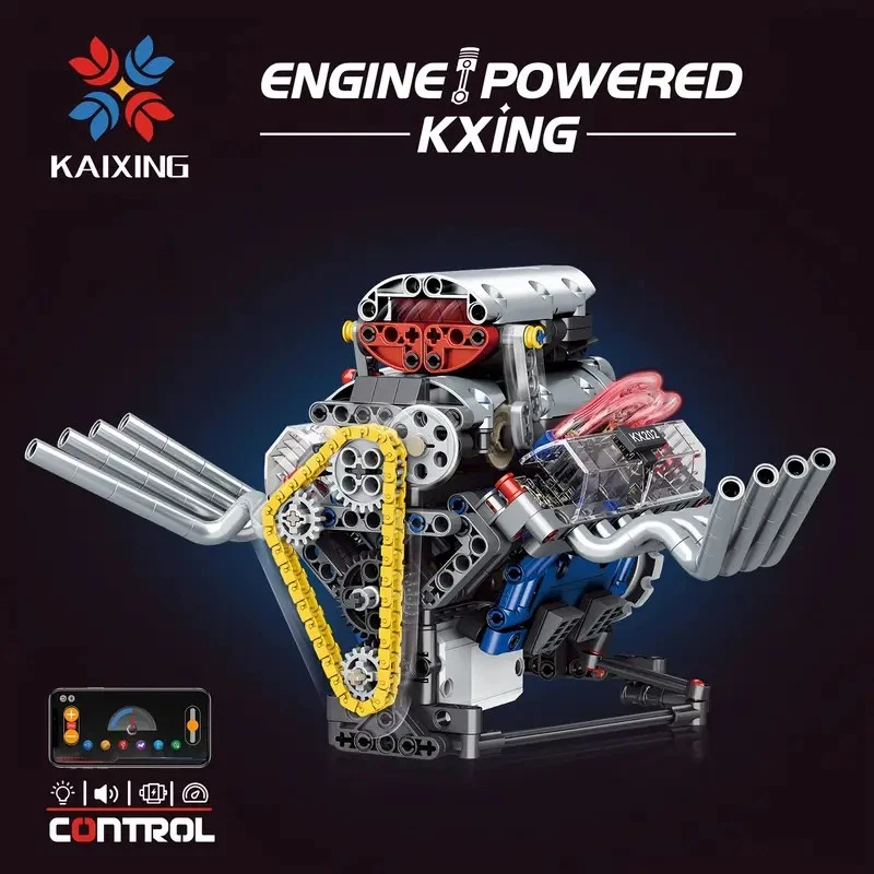 V8 Building Blocks Electrically Driven Engine Model Toy Gift Set - Image 4 of 4