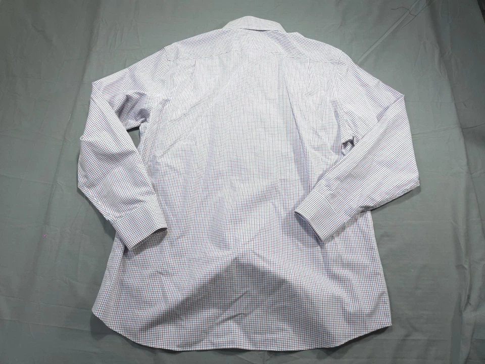 Camisa Charles Tyrwhitt Para Hombres 17.5-36 Azul Rojo Blanco Calce Ajustado Sin Hierro Vestido Cuadros Foto 2 de 4