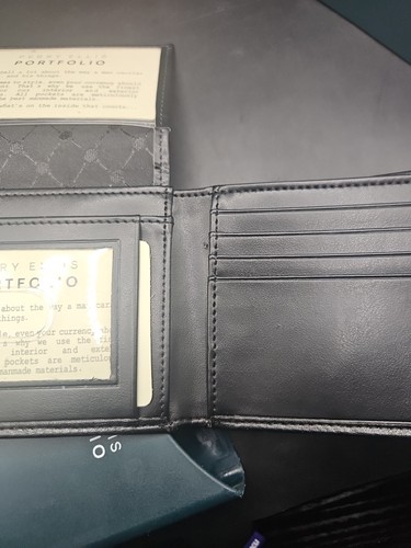 NUOVO portafoglio Perry Ellis pelle marrone passcase portafoglio bifold artificiale $39,50 - Foto 5 di 7