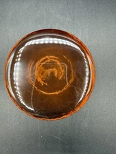 Fire and Light Recycled Glass 4 3/8" Amber orange, and a woman Disc Candle Stand