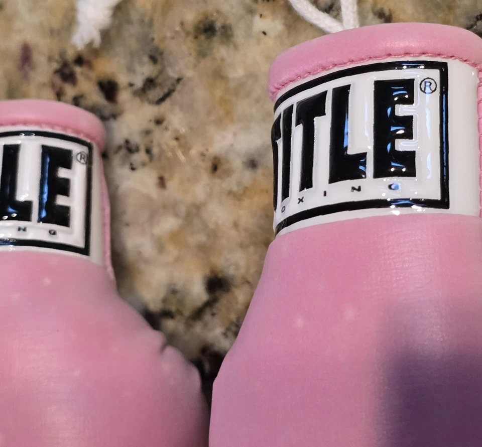 3½" Pink Title Pair Of Boxing Authentic Detailed Mini Lace Up Mitts Finger Gift - Image 4 of 4
