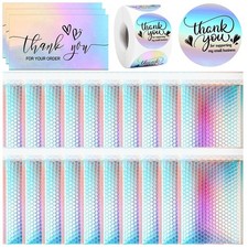 50 Pcs Metallic Bubble Mailers,Holographic Bubble Mailers 5.9 x 9.6 Inch,Self...
