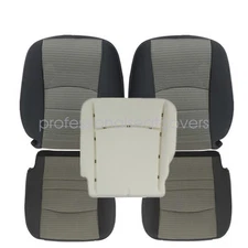 For 2009-2012 Dodge Ram Front Bottom & Top Cloth Seat Cover & Foam Cushion Gray