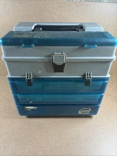 Plano Guide Series Tackle Box Storage Organizer 3 Tier Compartments Grey Blue