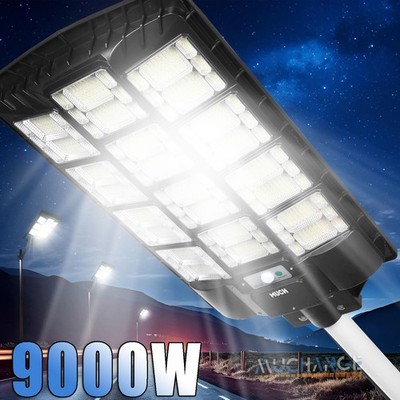 16000000lm Commercial Solar Street Lights Outdoor Dusk to Dawn Road Lamp + Pole