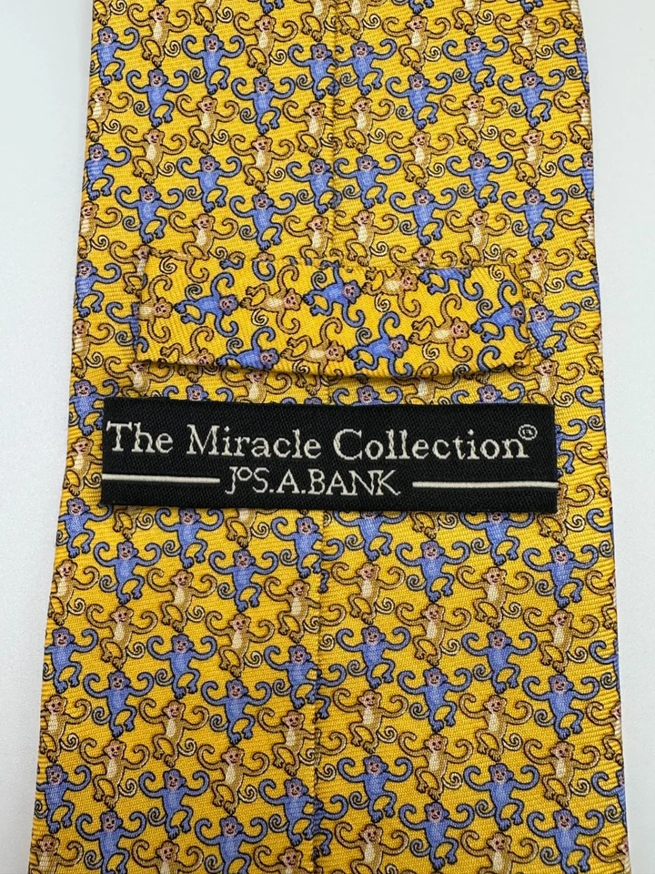 Corbata de seda JoS A Bank The Miracle Collection Monkeys para hombre 59”X 3,75” Foto 2 de 4