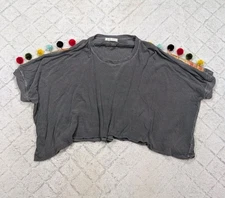 Free People Shirt Womens L Gray CC Tee Oversized Slouchy Cropped We The Free.