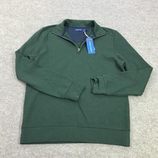 Nautica Sweatshirt Mens Medium Green 1/4 Zip Mock Neck Pique Fleece Pullover