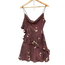 Zara Dress Womens S Purple Floral Chiffon Slip Cowl Neck Ruffle Mini 51928