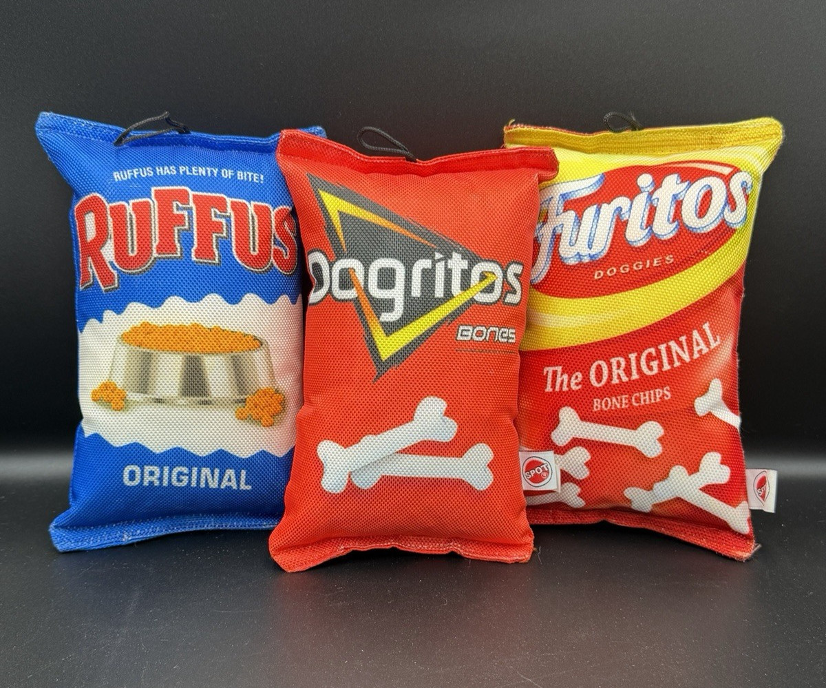Dog Toys Set Of Three: Furitos, Dogritos, Ruffus, Novelty Dog Toys