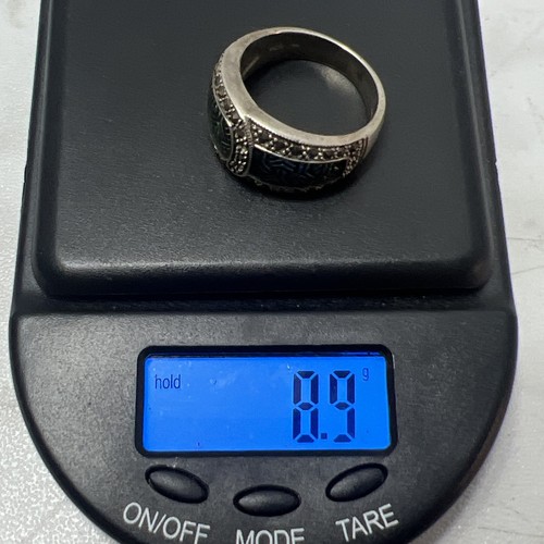 Vintage Sterling .925 Women’s? Cocktail Ring. Green And Silver Very Cool Size 8 - Picture 9 of 9