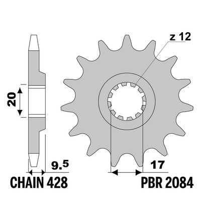 KTM SX (BIG W.) 85 2004-2017 Ritzel PBR Schritt 428 14 Zähne