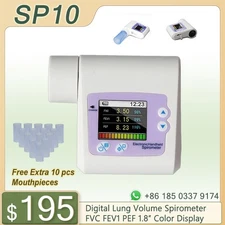Digital Electronic Spirometer SP10, FVC FEV1 PEF, 1.8" Color Display PC software