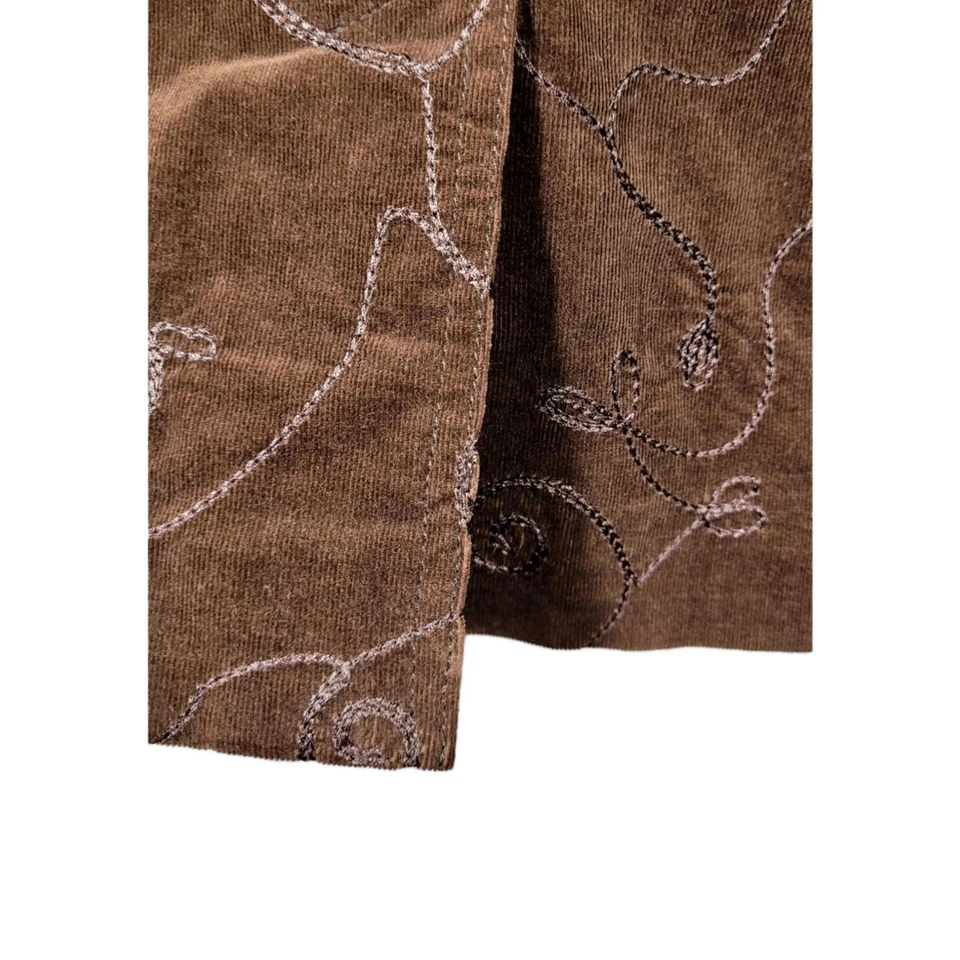 Chaqueta Blazer Olsen Europe Pana Marrón Bordada Talla 8 Floral Occidental Foto 2 de 4