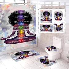 Black Girl Quotes Shower Curtain Set with Non-Slip Rugs and Toilet Lid Cover ...