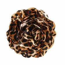 Satin Fabric Leopard Rose Flower Large Brooch Pins Handmade Elegant Extra Big...