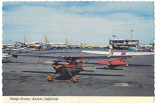 Orange County Airport California Postcard Small Planes Helicopter Aircraft