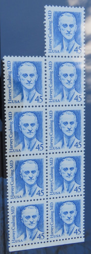US Scott # 2188 Harvey Cushing MD, USPS Block-9 Stamps 1988 45¢ NH - Value $4.05