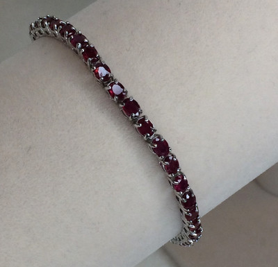 Rotes Mahaleo  Rubin Rhodium/Sterlingsilber 7,5'' Tennisarmband 10,00 ctw NEU