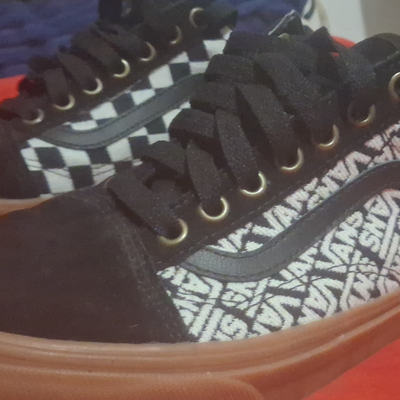 VANS Men's Black/White Checkerboard Canvas Lace-Up Sneakers US 8.5 EU 41