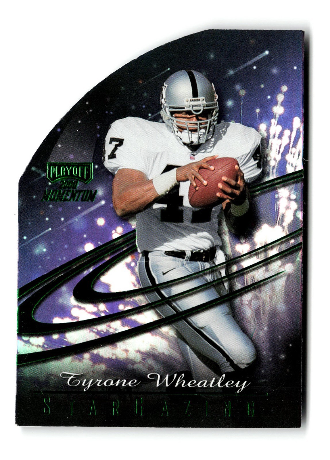 2000 Playoff Momentum Star Gazing Green Die Cut Tyrone Wheatley #SG75 #/25