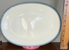 Pfaltzgraff Oval Ceramic Platter White w/ Blue Rim Glossy Impressed Backstamp — photo 1