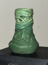 Sweet 6 Reticulated Matte Green Cambridge Art Pottery A & C Period Vase.