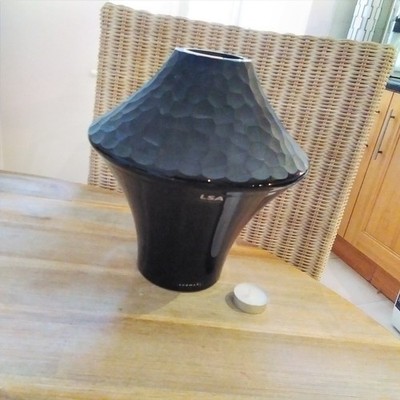 LSA Vintage große Battuto schwere schwarze Vase selten UVP 125 