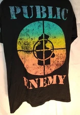 Public Enemy "Fight The Power" Double Sided Graphic Shirt XL, Black, Flavor Flav