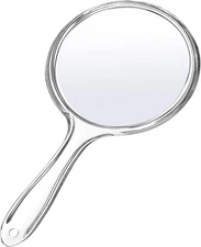 Hand Mirror Double-Sided Handheld Mirror 1X/ 2X Magnifying Mirror with Handle Tr
