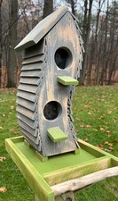 Handmade Whimsical Bird Feeder w/pole mount and Seed Tray