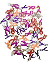 50pc Breast Cancer Awareness Charms For Crafting And Jewelry Design