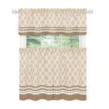 Boho Printed Tier and Valance Set - 58 In. W X 36 In. L - Mocha