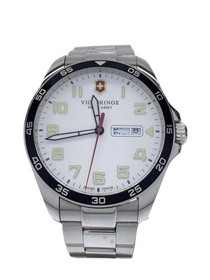 VICTORINOX 241850 Analog Watch White Dial Stainless Band Near Mint